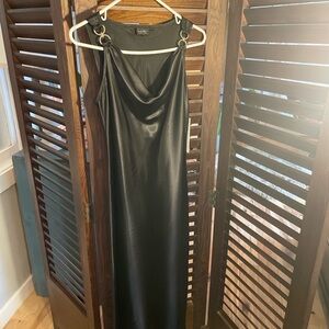 Nicole Miller Black Maxi Dress with Gold Accents size small NWT